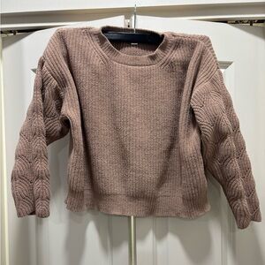 Poof Aparellel of Everyday Cable-Detail Crewneck Sweater in Beige Sz S